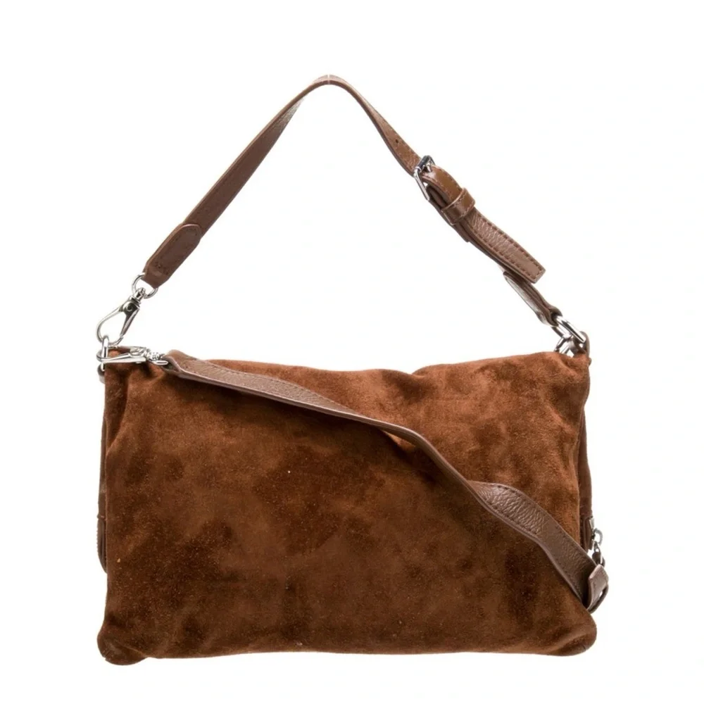 Ralph Lauren Brown Suede Shoulder Bag with Leather Trim - Picture 4 of 6